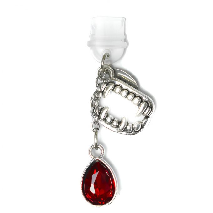 Blood Drop and silver fangs. Vampire