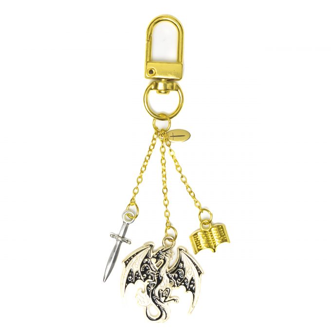 Dragon KeyCharm Fourth Wing featuring dragon pendant, Violet’s dagger, and book