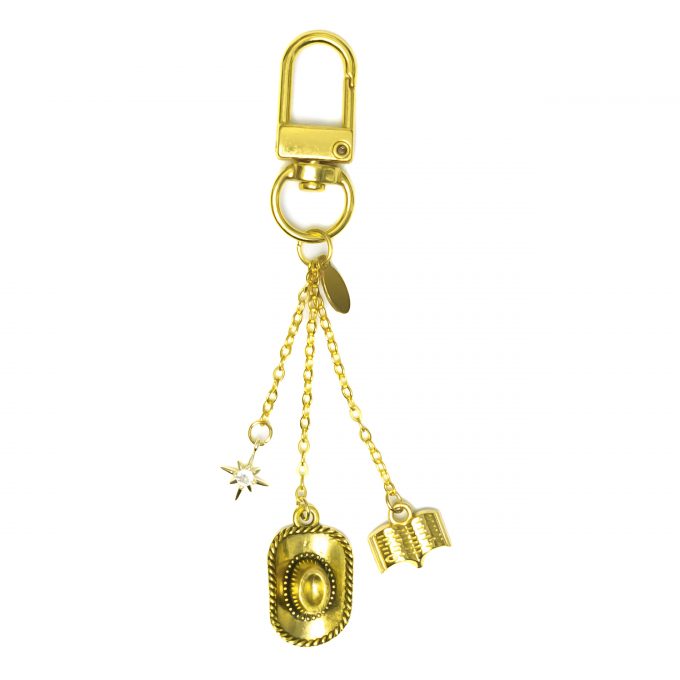 Cowboy romance keycharm. Inspired by western romance books with a cowboy hat, star and book charm. Golden edition