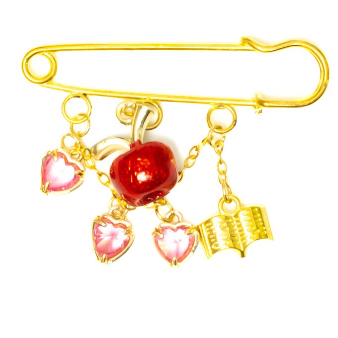 Red Apple SnapCharm OUABH featuring three hearts, a red apple, and a book charm symbolizing love, temptation, and fantasy.