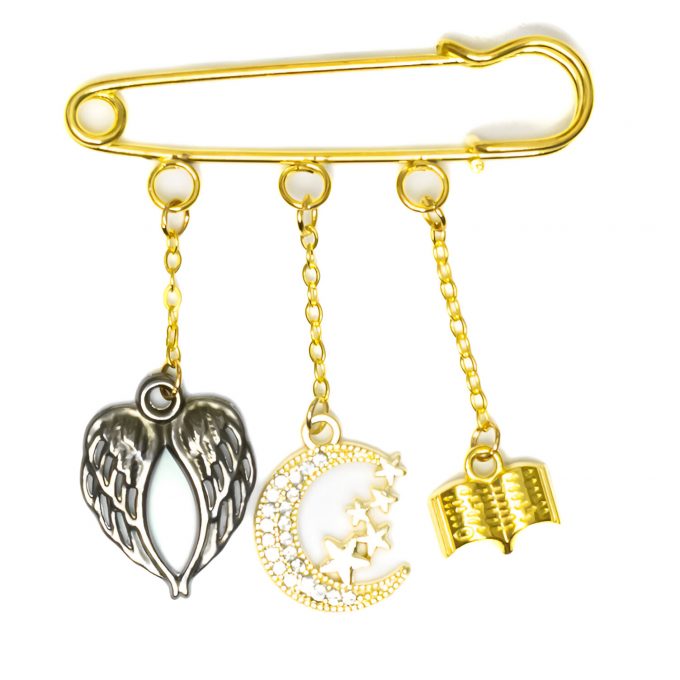 Hunt SnapCharm Crescent City with black wings, crescent moon, and book