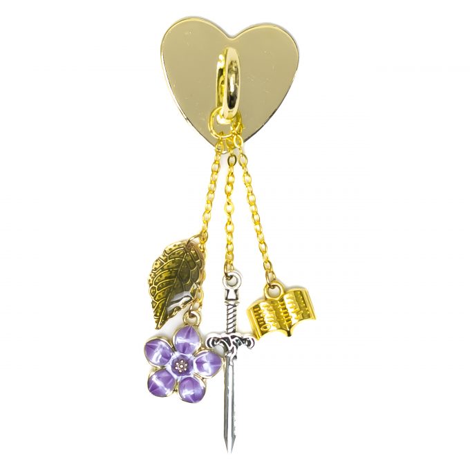 Forget Me Not Lilac StickyCharm Powerful featuring lilac flower, dagger, and book charms.