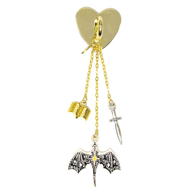 Tairn & Andarna StickyCharm Fourth Wing with flying dragons, Violet’s dagger, and book charms inspired by the riders of Basgiath.