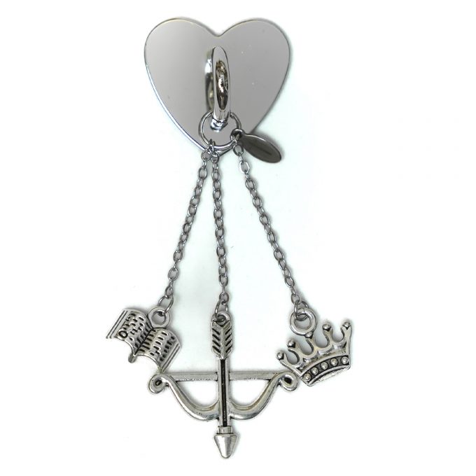 Bow StickyCharm From Blood and Ash featuring a bow, crown, and book inspired by Poppy’s journey.