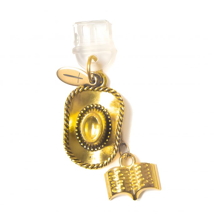 Golden edition cowboy hat and book