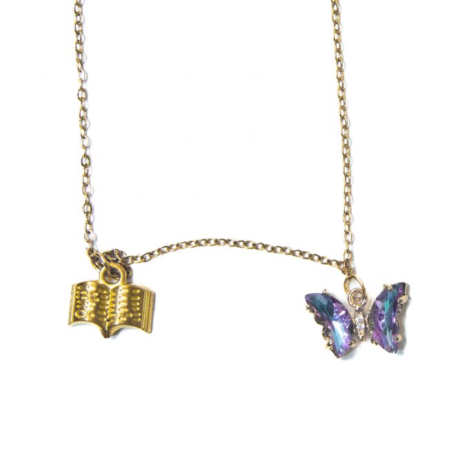 Golden butterfly and book