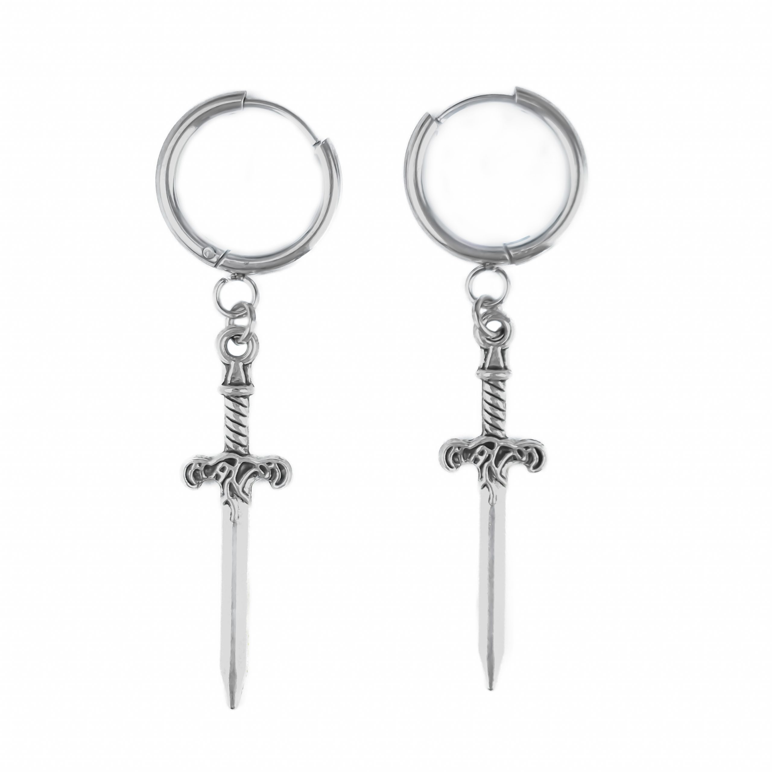 Silver dagger twin earrings